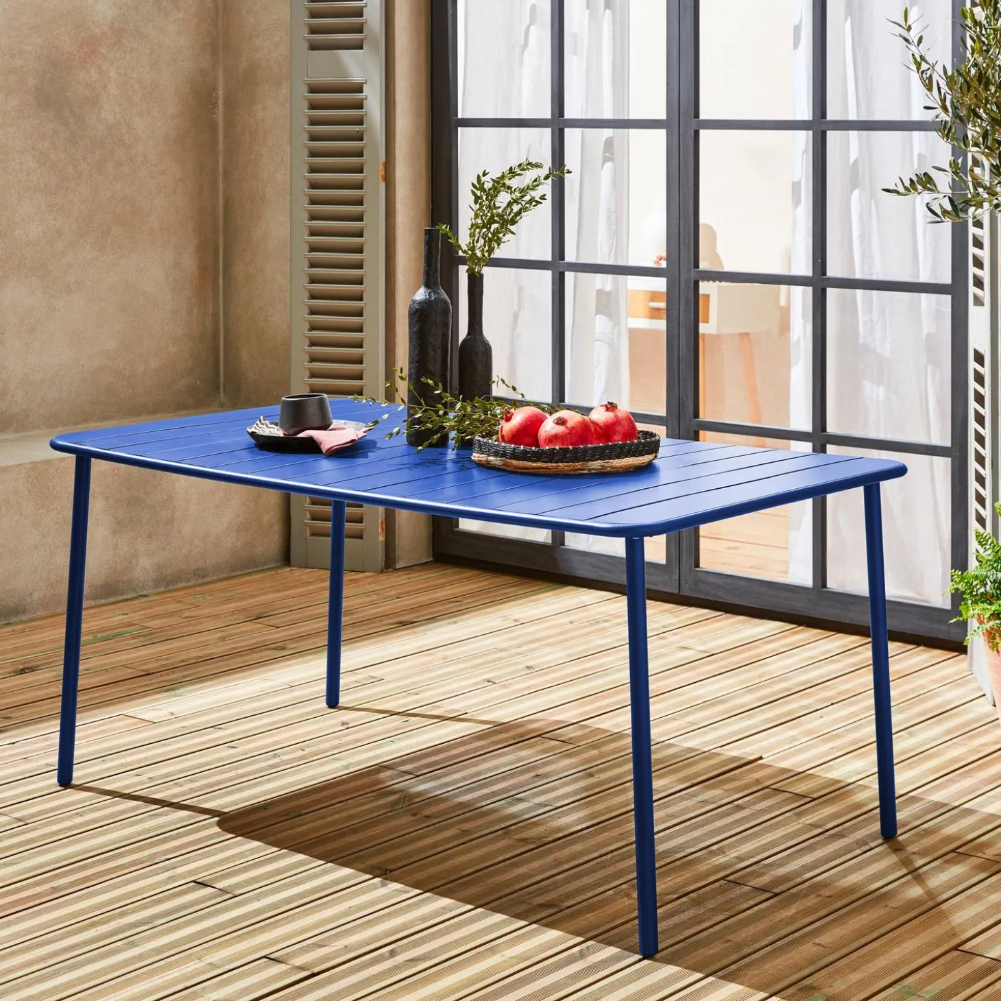 Mesa de jardín bistró de acero, 6-8 plazas, 160cm
