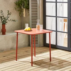 Mesa de jardín bistró de acero, 2 plazas, 70cm