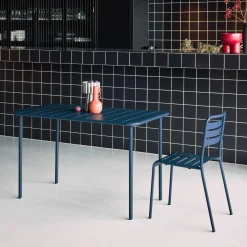 Mesa de jardín bistró de acero, 4 plazas, 120cm