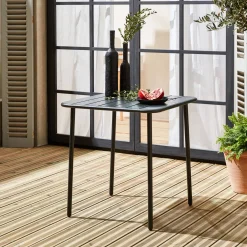 Mesa de jardín bistró de acero, 2 plazas, 70cm