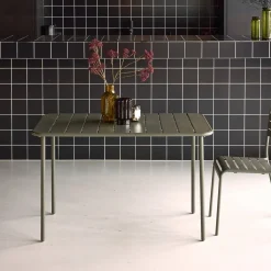 Mesa de jardín bistró de acero, 4 plazas, 120cm