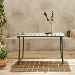 Mesa de jardín bistró de acero, 4 plazas, 120cm