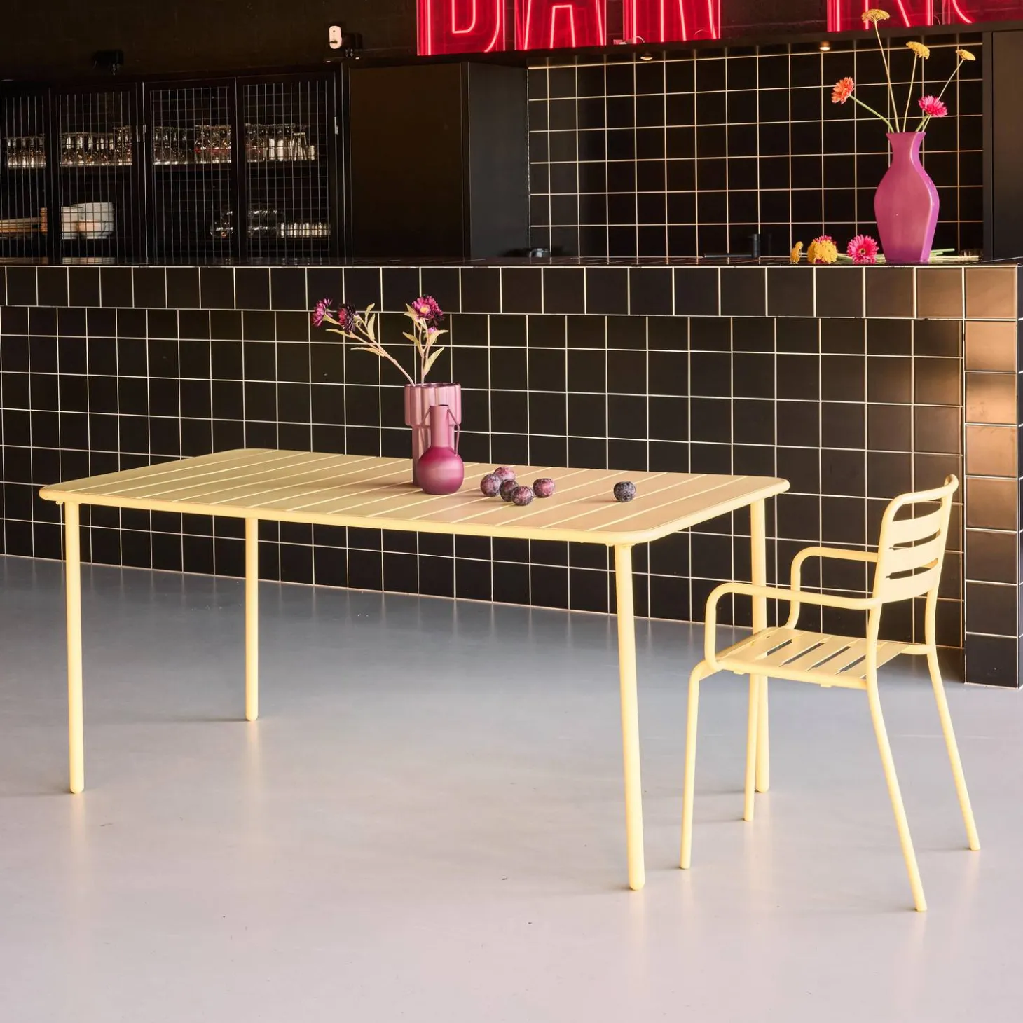 Mesa de jardín bistró de acero, 6-8 plazas, 160cm
