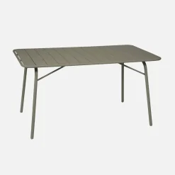 Mesa de jardín bistró de acero plegable, 6 plazas, 140cm