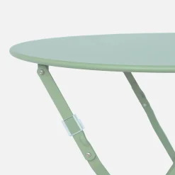 Mesa de jardín bistró plegable de acero, 2 plazas, ø60cm