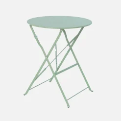 Mesa de jardín bistró plegable de acero, 2 plazas, ø60cm