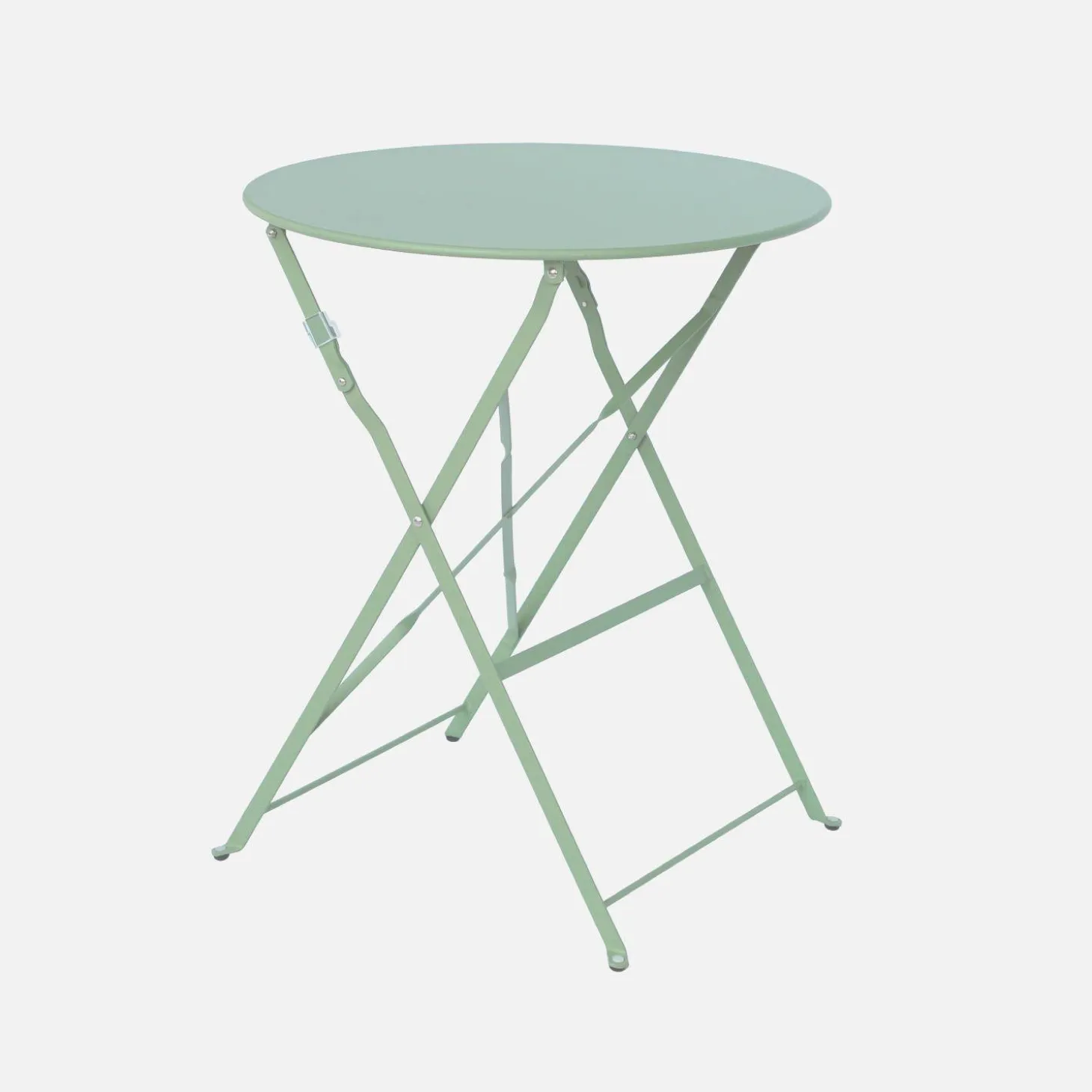 Mesa de jardín bistró plegable de acero, 2 plazas, ø60cm