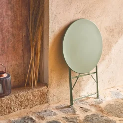 Mesa de jardín bistró plegable de acero, 2 plazas, ø60cm