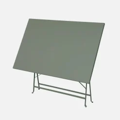 Mesa de jardín bistró plegable de acero, 4 plazas, 110cm