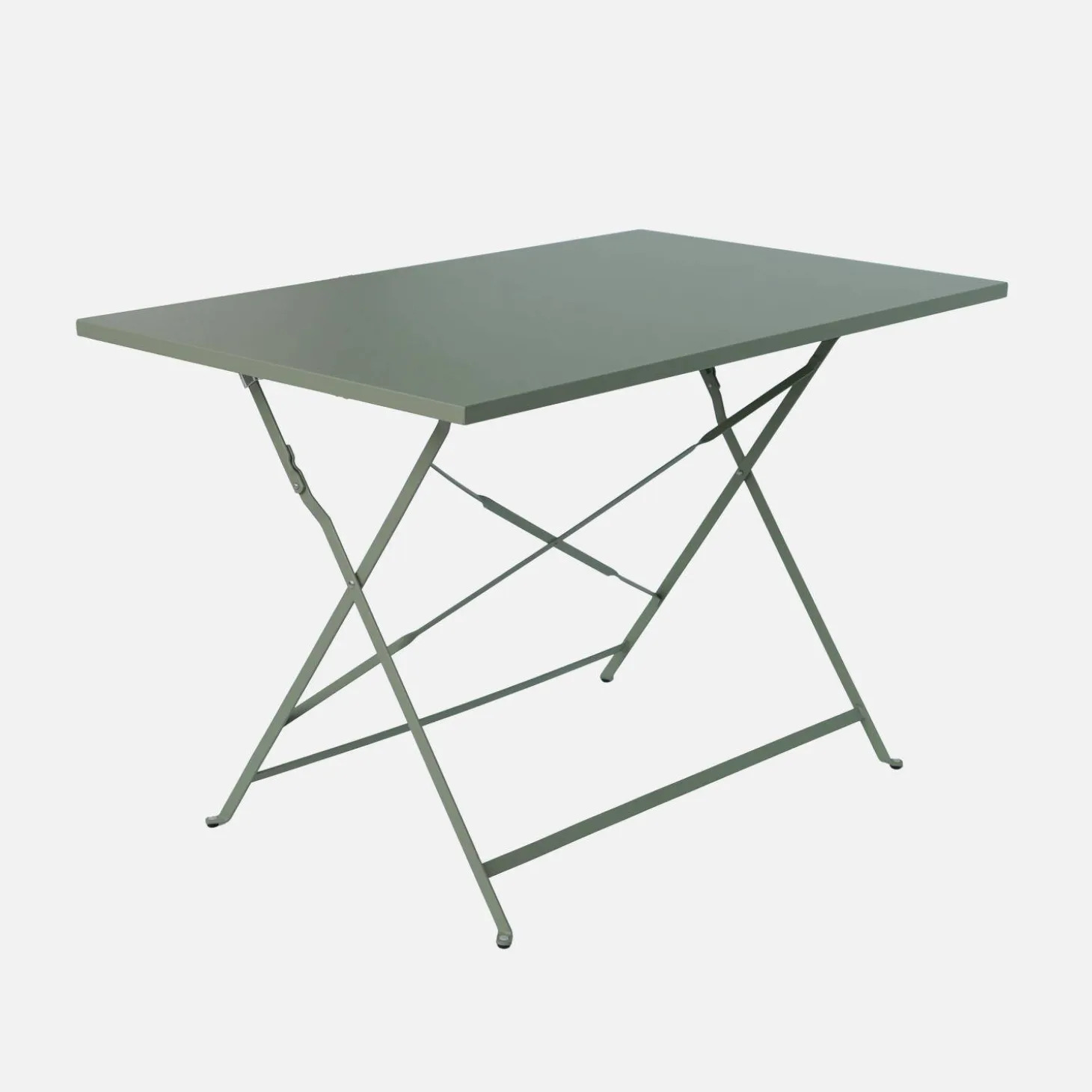Mesa de jardín bistró plegable de acero, 4 plazas, 110cm