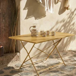 Mesa de jardín bistró plegable de acero, 4 plazas, 110cm