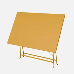 Mesa de jardín bistró plegable de acero, 4 plazas, 110cm
