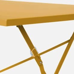 Mesa de jardín bistró plegable de acero, 4 plazas, 110cm