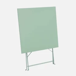 Mesa de jardín bistró plegable de acero, 2 plazas, 70cm