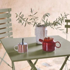 Mesa de jardín bistró plegable de acero, 2 plazas, 70cm
