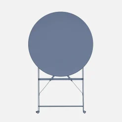 Mesa de jardín bistró plegable de acero, 2 plazas, ø60cm
