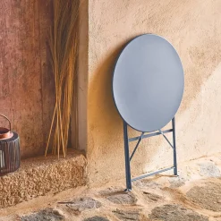 Mesa de jardín bistró plegable de acero, 2 plazas, ø60cm