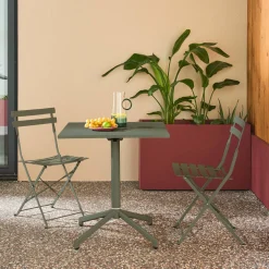 Mesa de jardín bistró plegable de metal con 2 sillas
