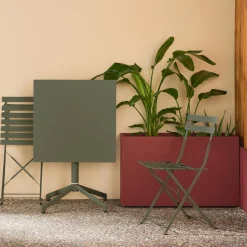 Mesa de jardín bistró plegable de metal con 2 sillas