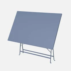 Mesa de jardín bistró plegable de acero, 4 plazas, 110cm