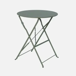 Mesa de jardín bistró plegable de acero, 2 plazas, ø60cm