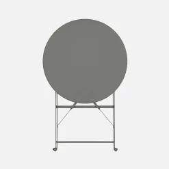 Mesa de jardín bistró plegable de acero, 2 plazas, ø60cm