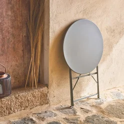 Mesa de jardín bistró plegable de acero, 2 plazas, ø60cm