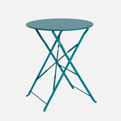 Mesa de jardín bistró plegable de acero, 2 plazas, ø60cm