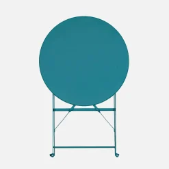 Mesa de jardín bistró plegable de acero, 2 plazas, ø60cm