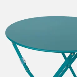 Mesa de jardín bistró plegable de acero, 2 plazas, ø60cm