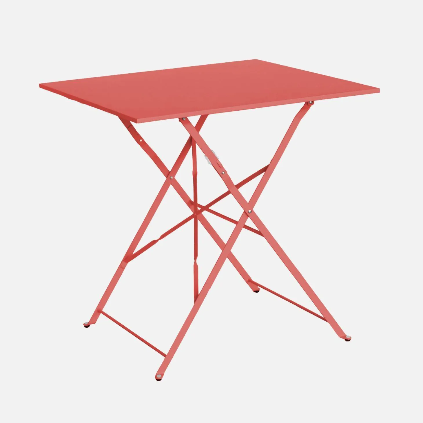 Mesa de jardín bistró plegable de acero, 2 plazas, 70cm