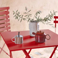 Mesa de jardín bistró plegable de acero, 2 plazas, 70cm