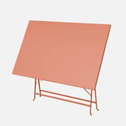 Mesa de jardín bistró plegable de acero, 4 plazas, 110cm
