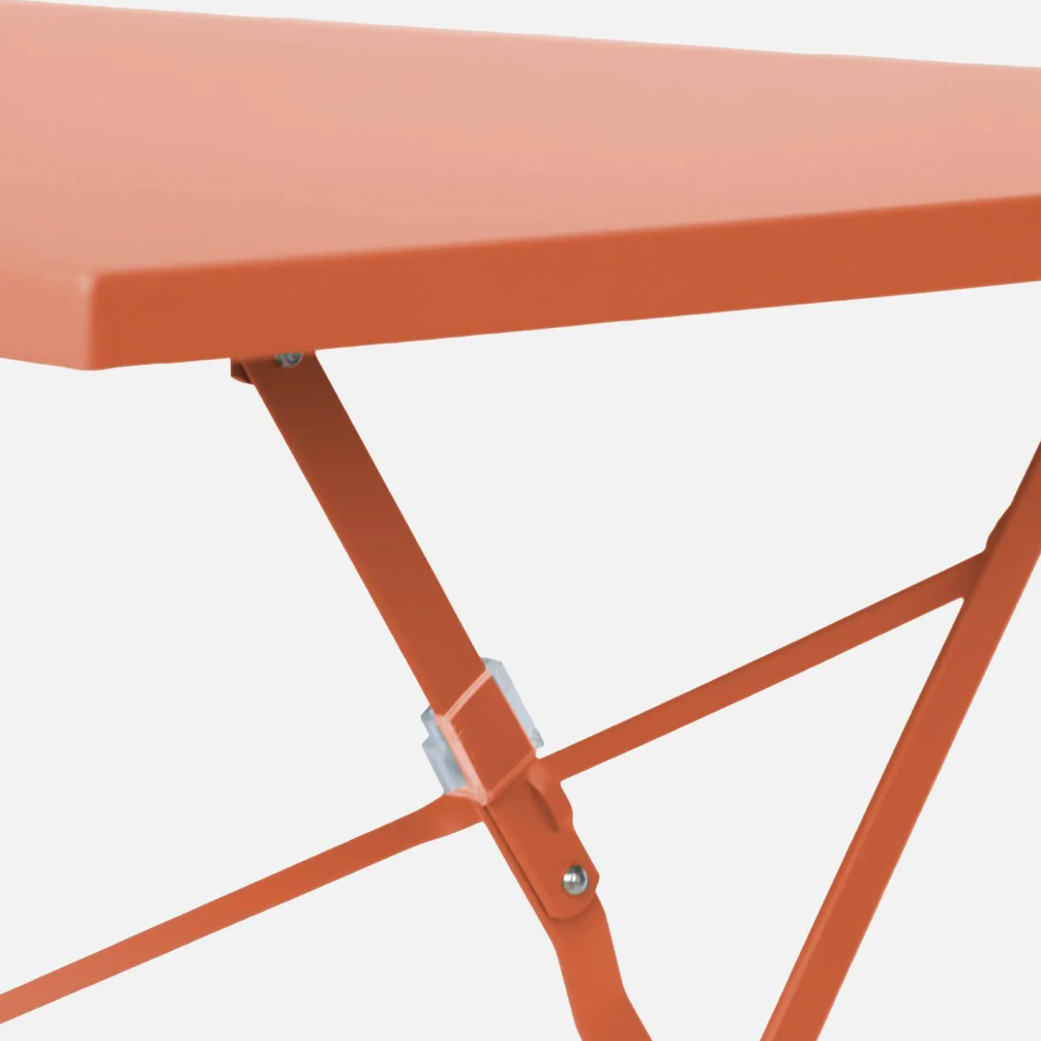 Mesa de jardín bistró plegable de acero, 4 plazas, 110cm