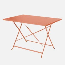 Mesa de jardín bistró plegable de acero, 4 plazas, 110cm