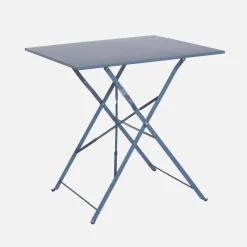 Mesa de jardín bistró plegable de acero, 2 plazas, 70cm