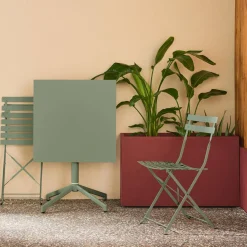 Mesa de jardín bistró plegable de metal con 2 sillas