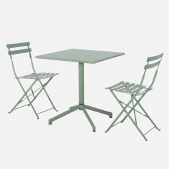 Mesa de jardín bistró plegable de metal con 2 sillas