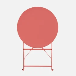 Mesa de jardín bistró plegable de acero, 2 plazas, ø60cm