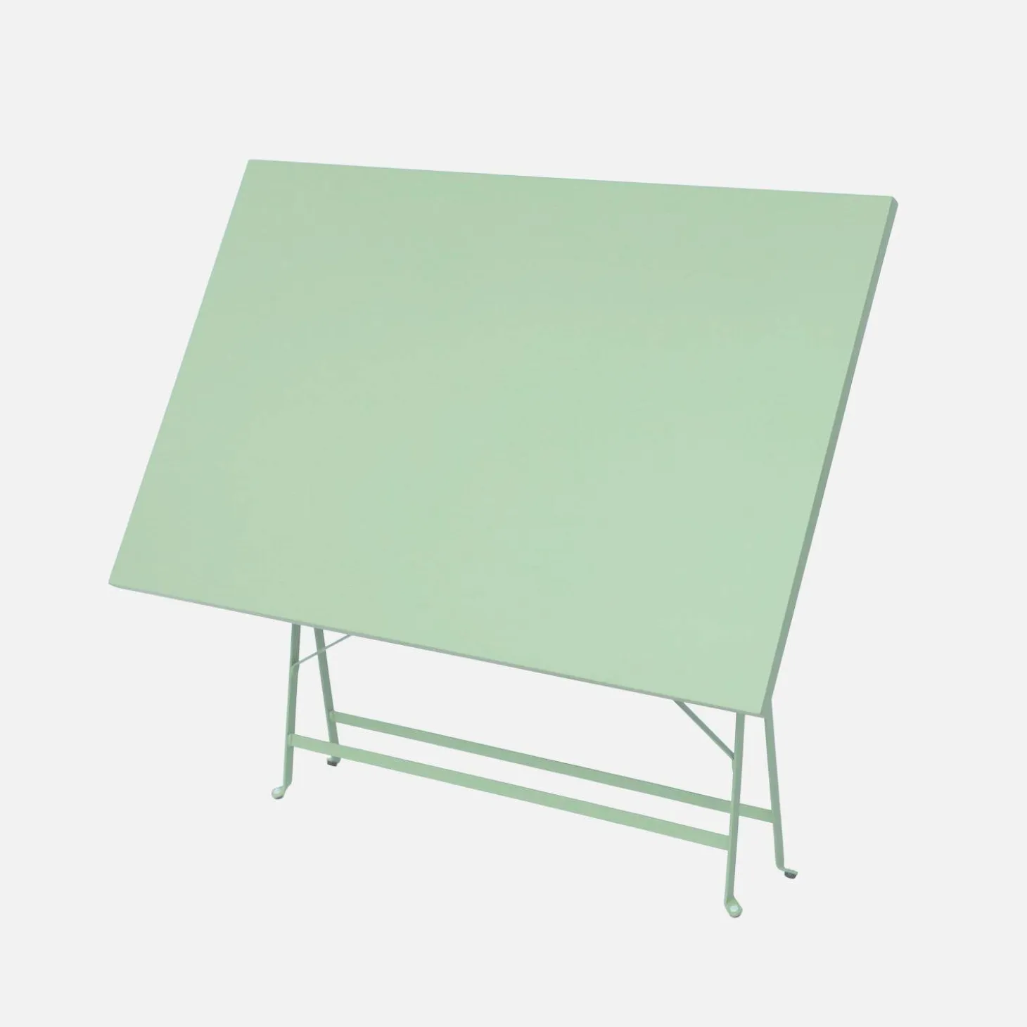 Mesa de jardín bistró plegable de acero, 4 plazas, 110cm