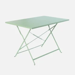 Mesa de jardín bistró plegable de acero, 4 plazas, 110cm