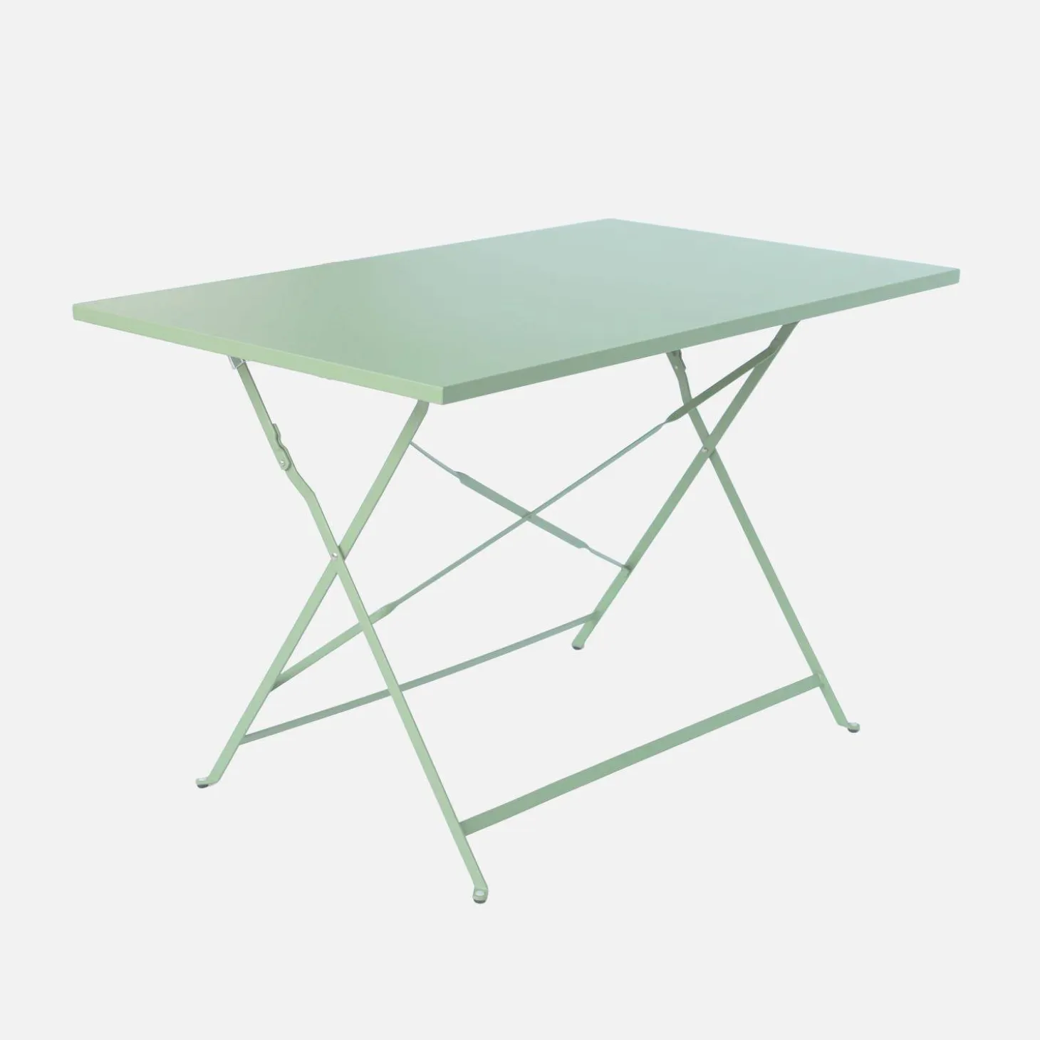 Mesa de jardín bistró plegable de acero, 4 plazas, 110cm