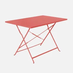 Mesa de jardín bistró plegable de acero, 4 plazas, 110cm
