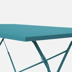 Mesa de jardín bistró plegable de acero, 4 plazas, 110cm