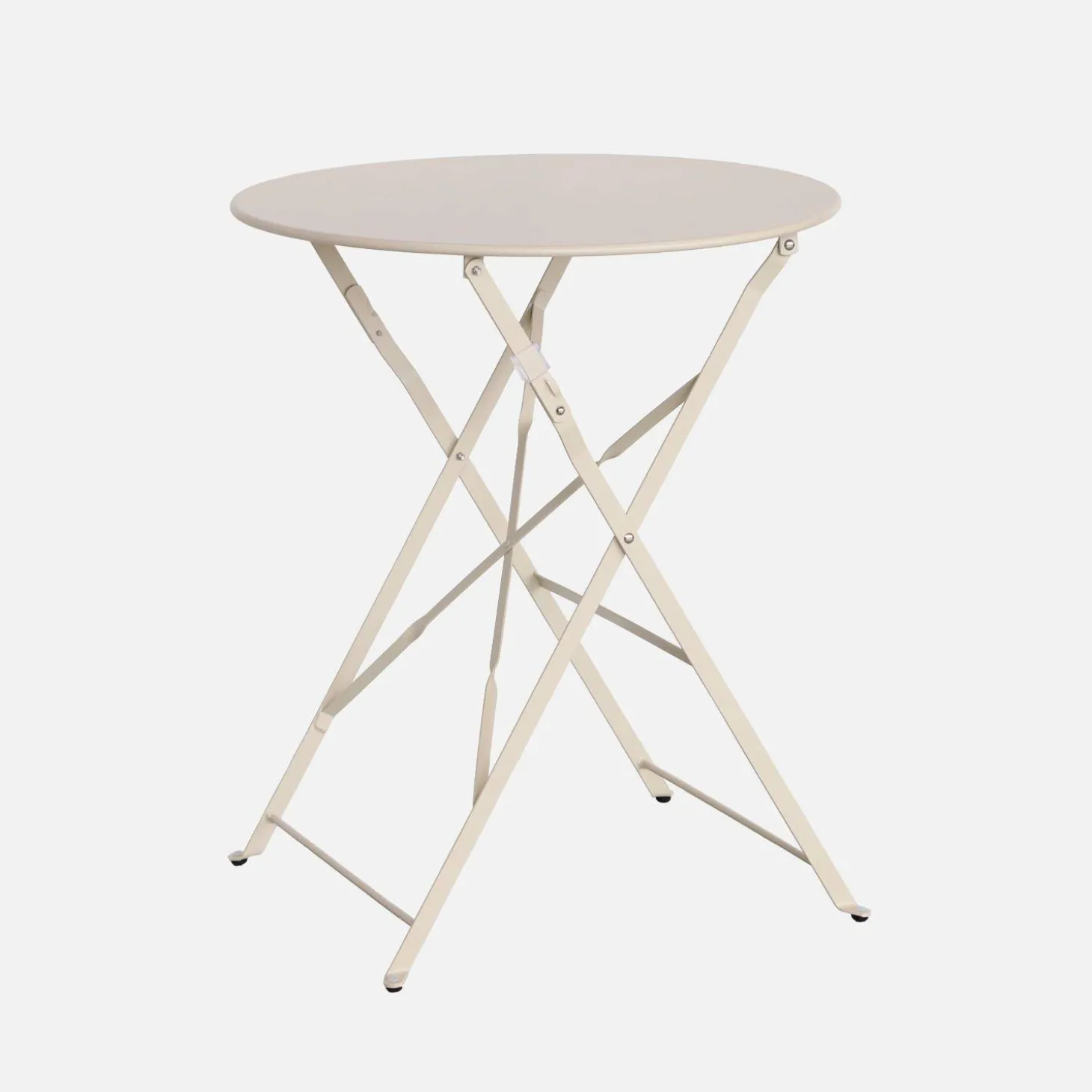 Mesa de jardín bistró plegable de acero, 2 plazas, ø60cm