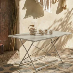 Mesa de jardín bistró plegable de acero, 4 plazas, 110cm