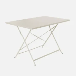 Mesa de jardín bistró plegable de acero, 4 plazas, 110cm