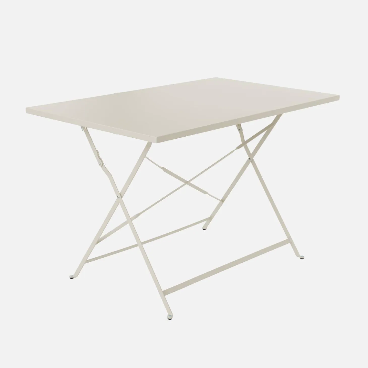Mesa de jardín bistró plegable de acero, 4 plazas, 110cm