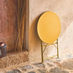 Mesa de jardín bistró plegable de acero, 2 plazas, ø60cm