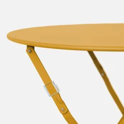 Mesa de jardín bistró plegable de acero, 2 plazas, ø60cm